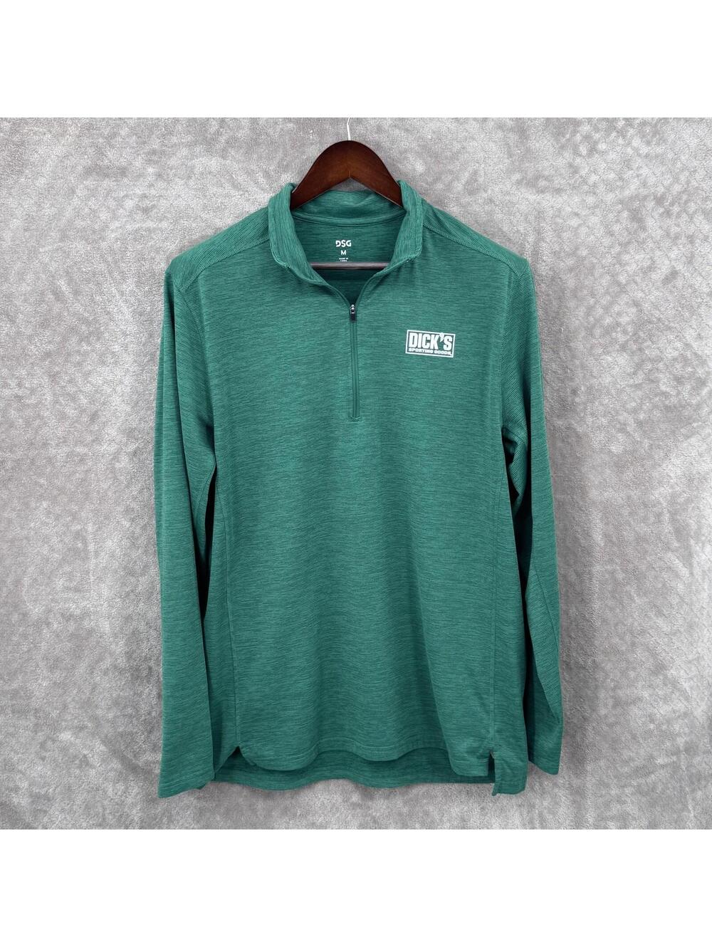 DSG Pullover Mens Medium Green Dick's Sporting Goods 1/4 Zip Mock Neck Top Logo